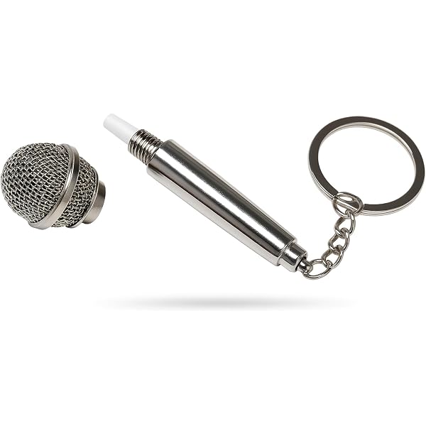 Portachiavi A Microfono In Metallo – Con Scomparto Segreto – Regalo Musicisti, DJ – Argento Vintage - 3