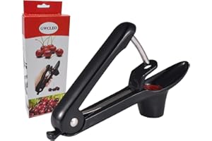 Kirsche Entkerner, GWCLEO Kirschentkerner mit Edelstahl Stange und Lebensmittelqualität Silikon Halter, Kirschentkernen Küchenwerkzeuge für Schnell Entfernen Früchtsteinen(Schwarz)