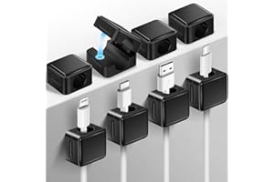 aceyoon 8 Piezas Organizador Cables Magnético Sujeta Cables Adhesivo Clips Cables Escritorio Cable Management para Mesilla de Noche, HDMI, USB, Cable de Audio (7mm, Negro)