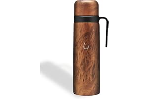 balibetov Termos do Yerba Mate Gourd – izolowany próżniowo z podwójną ścianką ze stali nierdzewnej – nie zawiera BPA – termos specjalnie do kubków Mate lub dyni Mate (drewno)