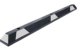 THE WORKPLACE DEPOT Parking Kerb, Large High Visibility Recycled Rubber Heavy Duty Wheel Stop for Car Parks & Garages (Black/White)