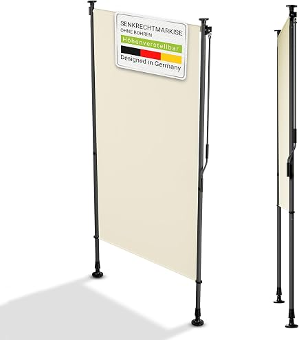 Balkon Sichtschutz ISOISL Senkrechtmarkise Außen Klemmmarkise 200x270cm Windschutz Terrasse