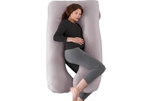 BANNIO Poduszka ciążowa ze 100% bawełny, poduszka do spania na boku w kształcie litery U, poduszka do karmienia XXL, poduszka do przechowywania, poduszka ciążowa Body Pillow, ze zdejmowaną i nadającą