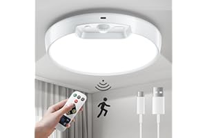 Homelist New Upgraded Motion Sensor Ceiling Light, 8 Inch 500LM LED Ceiling Light with Remote, 8000mAh Battery Powered Rechargeable Dimmable Sensor Lights for Bathroom Garage Shed Loft Hallway Stair