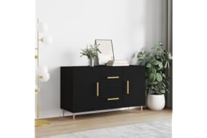 homiuse Credenze 100x36x60 cm Credenze Buffet Credenza Per Cucina Mobili Cassettiere Camera Da Letto Cassettone Legno Mobiletto Sala Credenze Basse Nera