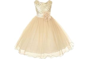 LIVE IT STYLE IT Live It Style Filles à Paillettes Fleur Demoiselle d'honneur Mariage Tenue habillée fête Robe de Baptême Enfants vêtements en Dentelle Princesse bébé 2-10 Ans an