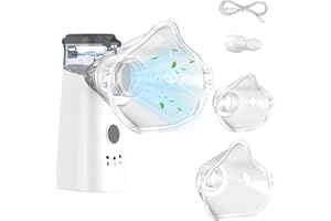 Oleic Inhalationsgerät, 2H Lange Laufzeit Inhaliergeräte für Erwachsene, Inhalator mit Mundstück und 2 Maske, Leise Inhaliergerät Kinder USB-C Wiederaufladbarer für den Heim-und Reisegebrauch