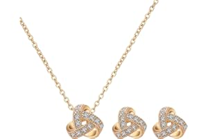 Jancosta 18K Gold Plated Jewelry Set of One Necklace with Triple Loops and and Two Earring Studs
