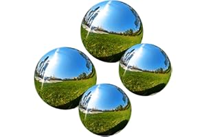 VONGLYHOO Garden Décor Outdoor Mirror Polished Hollow Ball Stainless Steel Gazing Ball Reflective Garden Sphere Silver 4PCS