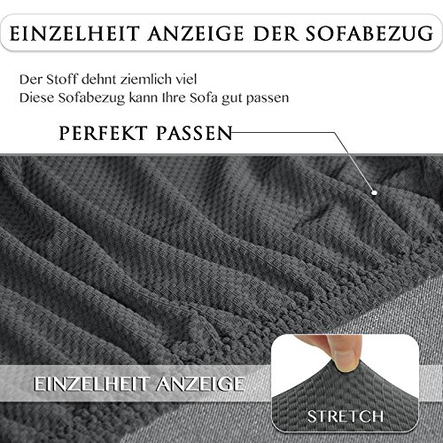 Subrtex 2-Sitzer Sofabezug Sofahusse Stretchhusse Sofaüberwurf Couchhusse Spannbezug (2-Sitzer Sofa, Grau) - 3