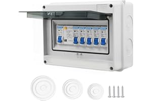 AXOTEN Sicherungskasten Aufputz IP65,Aufputz Verteiler Kleinverteiler,Verteilerkasten für Zuhause/Büro/Einkaufszentrum,Leistungsschalter 63A,Luftschalter 2x6A+10A+20A+32A