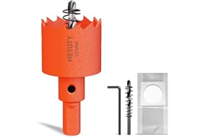 METOTY 35mm Bi-Metal Hole Saw,Universal HSS M42 Hole Saws,with Triangular Shaft Adapter and Centring Drill, One Free Dust Bag for Aluminum, Metals, Plastics, Acrylic Glass, Wood, Gypsum board