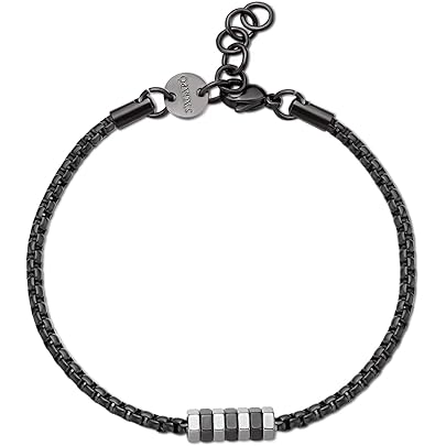 Bracelet Homme En Acier 316L - S'Agapõ Collection Charisma - Dent De Requin émail Noir - 21cm - Modèle SHS13