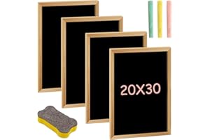 UOOTPC Juego de 4 pizarras con marco de madera, 30 x 20 cm, mini pizarras de tiza, pizarras de notas de madera, con 3 tizas y 1 borrador de esponja, para niños, buffet, boda, fiesta