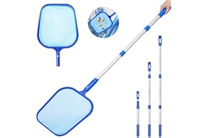 EPESL Pool Kescher - 80-122cm Teleskopische Pole Schwimmbad Blätter Reinigung Feine Mesh Netz Poolreinigung - Aluminium Pool Reiniger Laubkescher Skimmer für Aquarium/Brunnen/Whirlpool/Spa Fisch Tank/Teiche