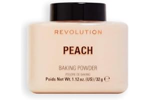 Revolution Beauty London, Loose Baking Powder, Prolongs Makeup Wear, Brightening Setting Powder, For All Skin Tones, Peach, 32g