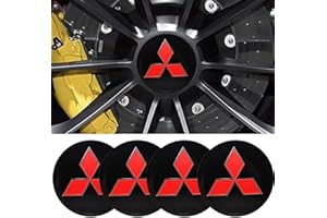 DSFG 4pcs 56MM 2,2 ' 'Auto-Logo-Aufkleber mit Räderabdeckung mit zentraler Abdeckung ABS-Material (fit Mitsubishi Rot Logo)