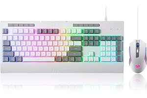 Redragon Ensemble Clavier et Souris de Jeu S151, 104 Touches K525 Filaire RVB et Souris de Jeu Filaire M616 10 000 DPI, US Layout
