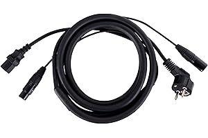 Pronomic Stage EUIECD-2.5 Câble Hybride IEC/DMX - Câble combo 2,5 m pour alimentation et signal DMX - pour connecter des effets lumineux DMX - supporte jusqu’à 6A - noir