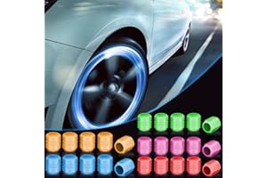 ZKSXOA Tapas de Válvula de Neumático,25 PCS Tapas Luminosas para Válvulas de Aire, Universal Fluorescente Tapones de Válvula de Plástico con Anillo de Sellado para Coche, SUV, Moto, Camione