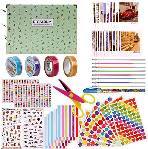 Scrapbook Kit, Self-adhesive DIY Photo Album Scrapbook Accessories Kit,Creative Baby Valentine Birthday Christmas Wedding Anniversary Album Memory Book, Green