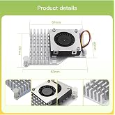 Aktif Soğutucu Fan Raspberry Pi 5 ile Uyumlu, 57x63x40mm