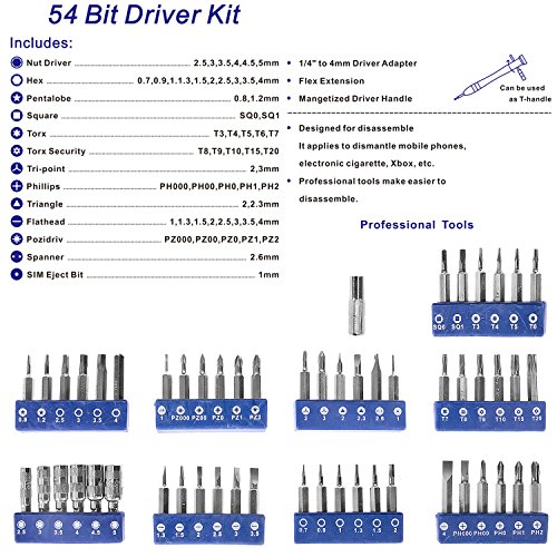 78 PCS Schraubendreher Set, Profi Werkzeug-Set, Reparatur Werkzeug Kit,Magnetverschluss reparatur-tools, Magnetic Austauschbar für Handy, Tablet, PC, Macbook, Uhr etc - 9