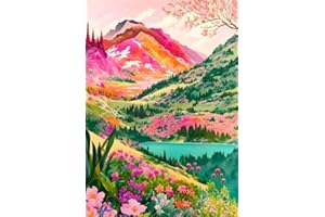 LWZAYS Paint by Number for Adults, Natural Abstract Landscape Acrylic Paint by Numbers Kits on Colored Canvas, DIY Oil Painting Art Set for Beginner Home Decor 12x16 Inch