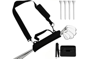‎LOVMEAD Golftasche Mini Leicht Golfschläger Tragebag, Golfbag Schultergurt mit 4 Stück 70mm Weiß Bambus Tees Driving Range Zubehör Set, Klein Golf Club Carry Bag Blau Schwarz