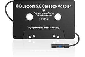 MERSOCO Cassette Aux Adapter for Car, Wireless Bluetooth 5.0 Cassette Audio Receiver, Cassette to Aux Adapter Tape Player, for Listening to Mobile Music or Car Voice, Hands-Free Calling(Black)