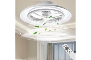 ‎BKZO BKZO 55cm LED-Deckenleuchte mit Ventilator, Deckenventilatorleuchten ohne Lampenschirm, Windgeschwindigkeiten einstellbar, dimmbares Licht, moderne Ventilatorbeleuchtung, 3000-5500K