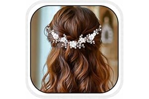 Unicra - Fascia per capelli da sposa con fiore di vite, accessorio per capelli da sposa per donne e ragazze (argento)