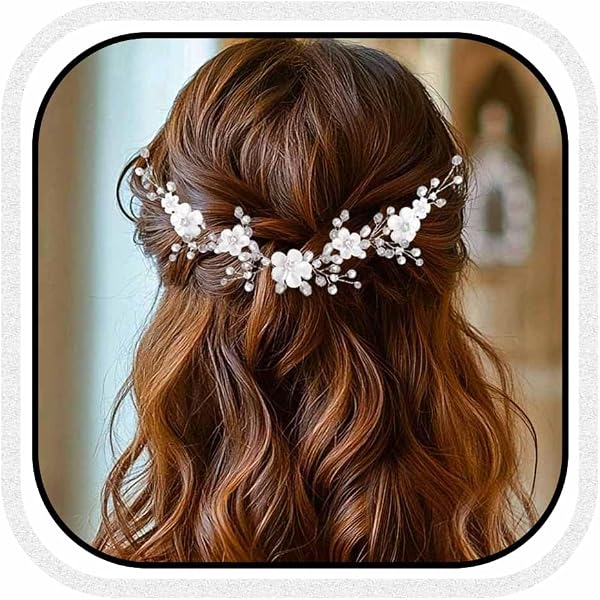 Handcess - Cerchietto per capelli da sposa con cristalli e perle argentate, con strass, per donne e ragazze (oro