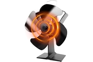 TOMERSUN 4 Blades Log Burner Stove Fan Heat Powered Wood/Log Burner Fan Heat Circulation for Wood/Log Burner/Fireplace