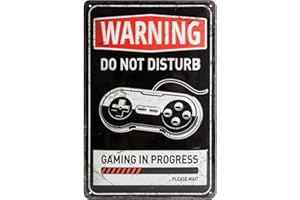 Nostalgic-Art Plaque Vintage Gaming in Progress – Idée de Cadeau pour Les Gamers, en métal, Design Retro pour la décoration, 20 x 30 cm