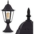 hofstein Outdoor lamp Hong Kong, Bollard Light in Antique Look, cast Aluminium in Black matt with Clear Glass panes, Path Light 49 cm, Retro/Vintage Garden lamp, E27 Socket, IP44, Without Bulbs