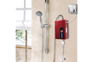 SXHLSELLER Scaldabagno elettrico istantaneo, riscaldamento immediato, dispositivo di protezione dalle perdite incorporato, protezione di isolamento idroelettrico(red)