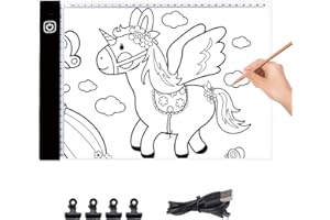 CHEVVY A4 LED Tavoletta Luminosa per Disegno, LED Light Pad A4, Tavoletta Luminosa A4 Tavola Illuminata LED Dimmerabile con Cabo USB per Disegno Diamond Painting Tattoo Nera