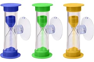 Ruikdly Sablier avec Ventouse 3 Pièces, Minuteur Brossage Dents Enfant 3 Minutes, Sablier pour Brossage de Dents Amovible, Minuterie de Douche pour la Cuisine, Compte À Rebours Brosse À Dents