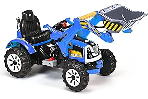 Maxmass Kids Ride on Excavator, 12V Battery Powered Electric Vehicle with Adjustable Arm & Bucket, Horn, 2 Speeds, Safety Belt, Toddler Construction Toy Car for 3-8 Years Old (Blue)