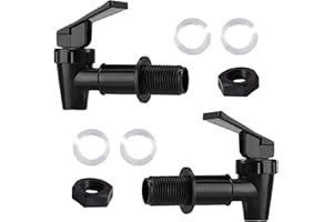 ETOMVOOP Lot de 2 ou 4 robinets de rechange en plastique pour refroidisseur, distributeur d'eau de type poussoir - Réutilisables - Avec bec verseur à levier - Pour robinet d'eau - Noir