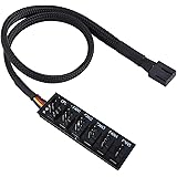 GeekerChip PWM Fan Hub,Hub for 4-pin PWM Fans,6 Voies Noir tressé câble d'alimentation de Ventilate,CPU/Housing Adapter pour 