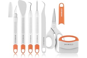 DOOHALO Weeding Tools for Vinyl Craft,7 Pcs Weeder Tools Bundle Set for Cricut/Silhouette/Sise/Oracal,Include Scissors,Scraper,Tweezers,Weeder,Carving Cutter,Basic Weed Removal Accessories Set