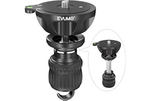 EVUMO 75mm Trípode Adaptador Universal, Media Bola Estabilizador Magnético-Metal Cabeza Plana con Tornillos de 3/8 Pulgadas para Cabeza Fluida, Cabeza de Bola de Vídeo, Capacidad de Carga 20 Kg