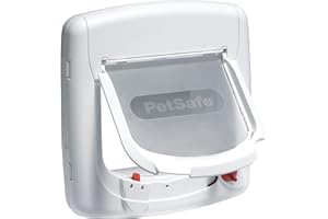 PetSafe - Chatière Magnétique Deluxe Staywell pour Chat avec Système de Verrouillage à 4 Positions - Collier avec clé magnétique - Facile à Installer – Blanc