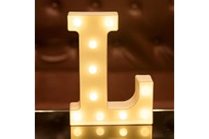 FOCUX LED Letter Lights Alphabet Light Up Sign for Night Light Home Party Birthday Wedding Bar Decoration LED Letter Battery Powered Christmas Night Light Lamp Home Bar Decoration (L)