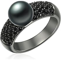 Bague Perle Argent Sterling 925 - Perle De Culture Eau Douce 8-9mm - Design Minimaliste Rhodié - Cadeau Femme élégant