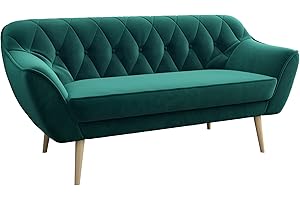 ‎MKS MEBLE MKS MEBLE Sofa - Moderne Sofa - Skandinavische Deko Polstersofa - Pirs Loungesofa - DREI Personen Flaschengrün