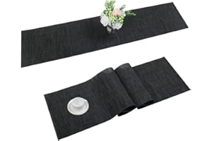 SHACOS Runner da Tavolo Nero Corridori Tavolo PVC Tessuto Vinile Plastica bambù Tovagliette Runner per Cucina Domestica Decorazione 30X180 cm
