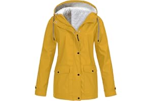 GENERISCH Regenjacke Damen Leicht Wasserdicht Mit Tasche Unifarben Softshelljacke Damen Herbst Gepolstert Warme Übergangsjacke Damen Frühling Elegant Für Damen Zum Wandern, Camping Und Für Outdoor Neu